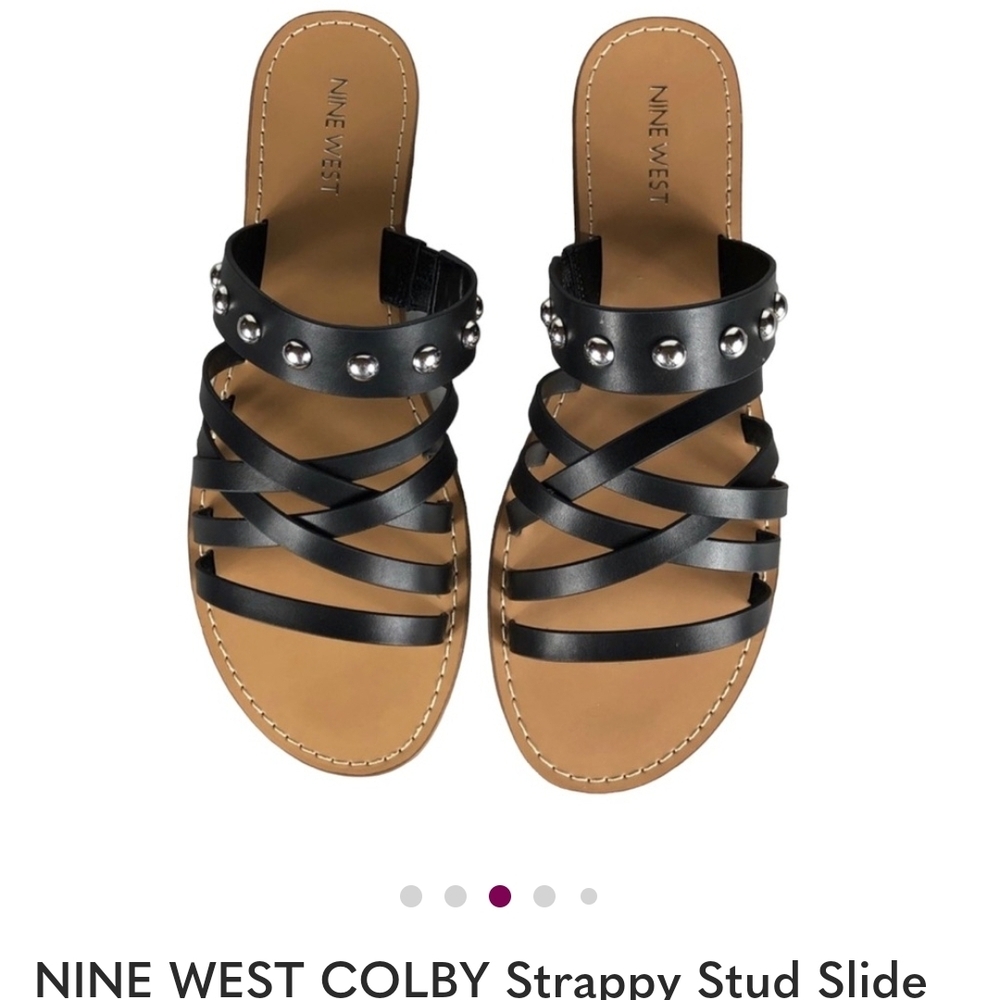 Nine West Black Strappy Studded Sandals